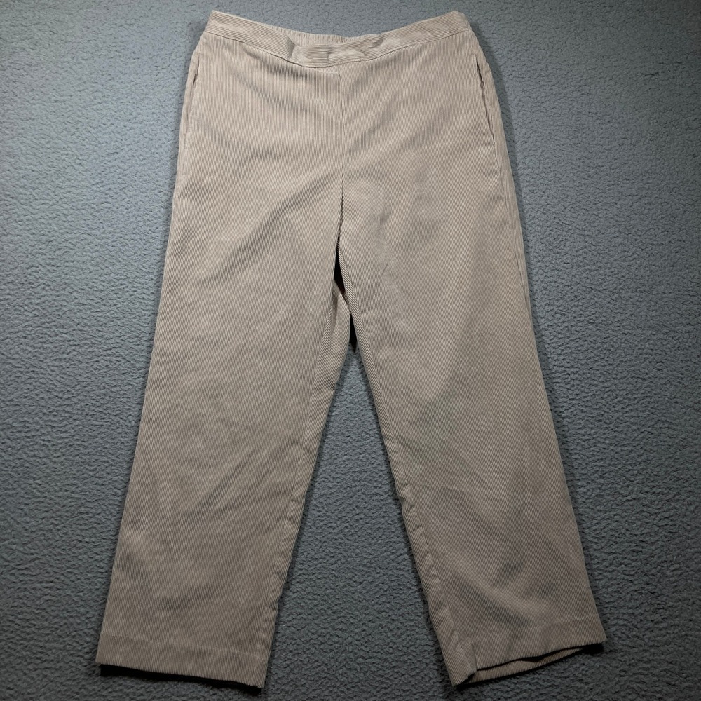 Alfred Dunner Petite Corduroy Pants Tan‎ Elastic Waist Pockets Casual Women 14P